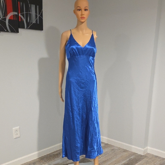 Vintage Royal Blue Maxi Dress - Picture 1 of 10